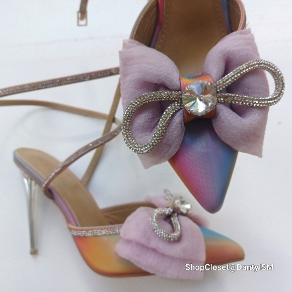 EGO Pastel Purple and Silver Heels With Decorative Bow - Picture 5 of 12